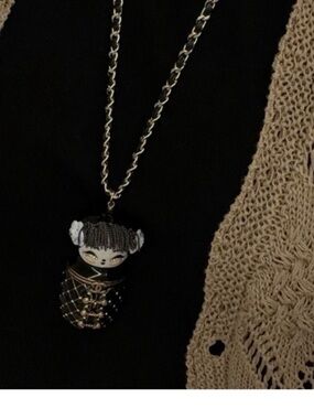 ChaneI China Doll Gisha  Miniature Shanghai Charm Necklace HTF Rare